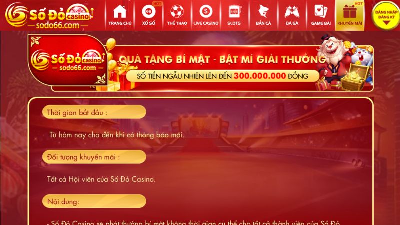 Tham gia cá cược nhận quà tặng bí mật tại Sodo66 